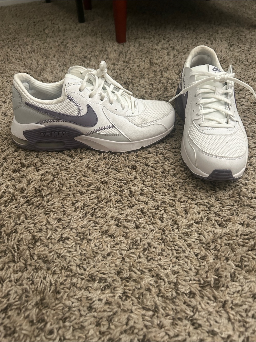 Nike Women's White and Light Purple Air Max Sneakers